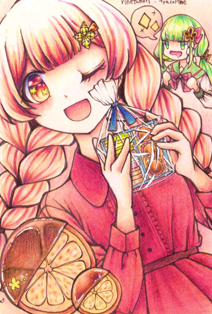 【色鉛筆】お菓子のプレゼント-リアコット・緑紗